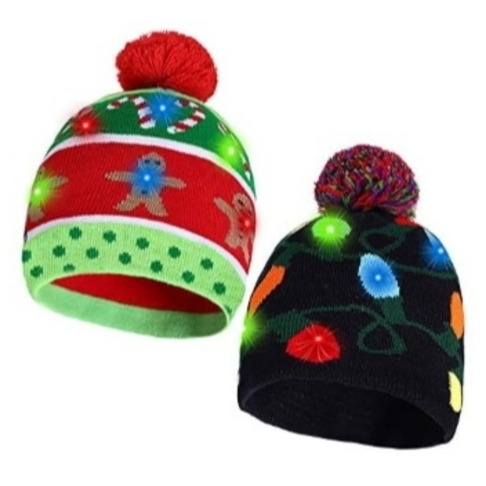 2 Pack Christmas Light up hats